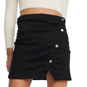 NWT FREE PEOPLE Black Mini Skirt with Silver SNAPS